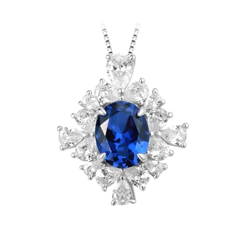 PVUVTNAHW 8 * 10mm Erstellt Saphir Anhänger Halskette 925 Sterling Silber for Frauen Täglichen Schmuck von PVUVTNAHW