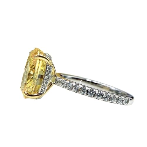 PVUVTNAHW 8 * 12MM Gelb Hohe Carbon Diamant Silber Ring S925 Silber Schmuck Hochzeit Party for Frau(5) von PVUVTNAHW