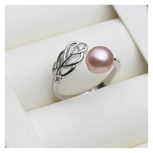 PVUVTNAHW 925 Silber natürliche Süßwasserperle offener Ring verstellbar for Frauen Hochzeit täglich(Purple) von PVUVTNAHW