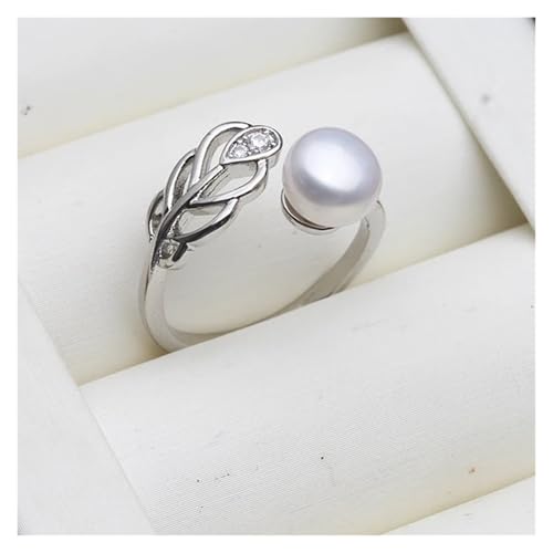 PVUVTNAHW 925 Silber natürliche Süßwasserperle offener Ring verstellbar for Frauen Hochzeit täglich(White) von PVUVTNAHW