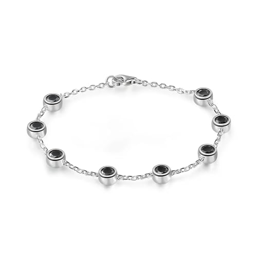 PVUVTNAHW 925 Sterling Silber 4mm 0,3 CT D Farbe Voll Moissanite Tennis Armbänder for Frauen Party Hand Kette(Black moissanite_18cm) von PVUVTNAHW