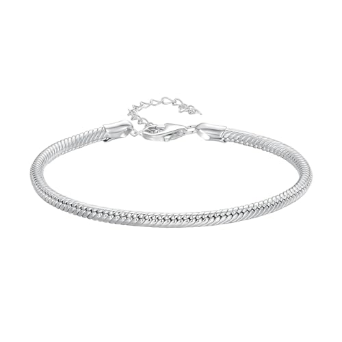PVUVTNAHW 925 Sterling Silber Basic Armband Karabinerverschluss Schlangenketten Unendliche Liebe Verschluss Schmuck for Frauen(FIB252) von PVUVTNAHW