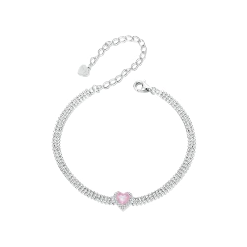 PVUVTNAHW 925 Sterling Silber Blau-grün EIS Blume Armband Grundlegende Perlen Breite Kette Armband for Frauen(FNB167) von PVUVTNAHW