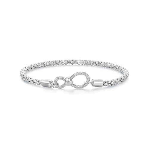 PVUVTNAHW 925 Sterling Silber Einzigartige Schnalle Design Foundation DIY Perlen Armband Zarter Schmuck for Frauen(19cm) von PVUVTNAHW