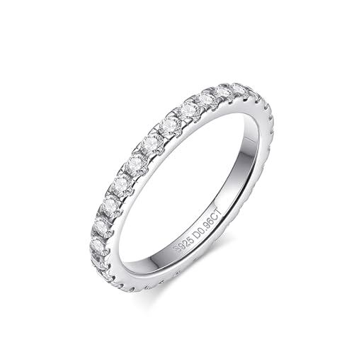 PVUVTNAHW 925 Sterling Silber Funkelnde 1 Reihe Volle 2mm Moissanite Diamant Ringe for Frauen Engagement Party Schmuck(9) von PVUVTNAHW