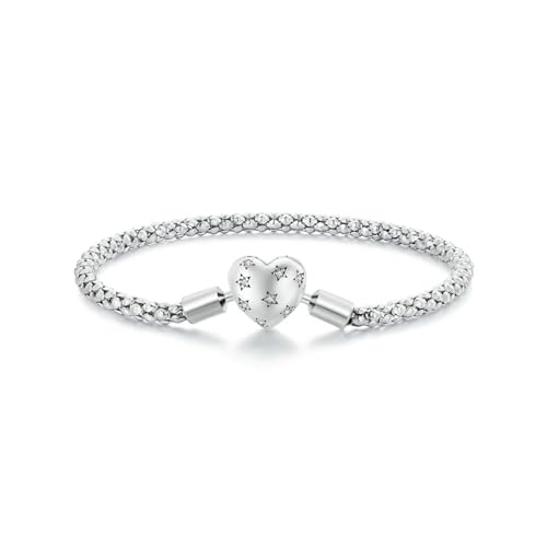 PVUVTNAHW 925 Sterling Silber Herz Basic Armband Oxidiertes Silber for Frauen Geburtstagsfeier Täglich Feiner Schmuck(FNB135_19cm) von PVUVTNAHW