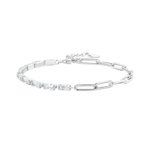 PVUVTNAHW 925 Sterling Silber Kette Zirkon Armband mit Quadrat glänzend CZ for Frauen Schmuck verstellbar von PVUVTNAHW