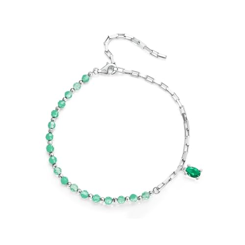 PVUVTNAHW 925 Sterling Silber Kristall Glas Armband Grüne Perlen Kette Link Mit Oval Zirkon for Frauen PVUVTNAHW 925 Sterling Silber Kristall Glas Armband Grüne Perlen Kette Link Mit Oval Zirkon for Frauen von PVUVTNAHW