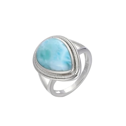 PVUVTNAHW 925 Sterling Silber Natürliche Edelsteine ​​Larimar Großer Ring Retro Design Klassisch Einfacher Damenschmuck For Frauen Dating(7) von PVUVTNAHW