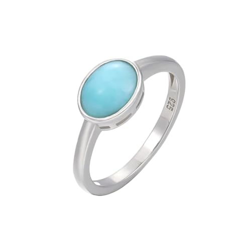 PVUVTNAHW 925 Sterling Silber Natürliche Edelsteine ​​Larimar Ring for Frauen Geometrie Klassische Weibliche(10) von PVUVTNAHW