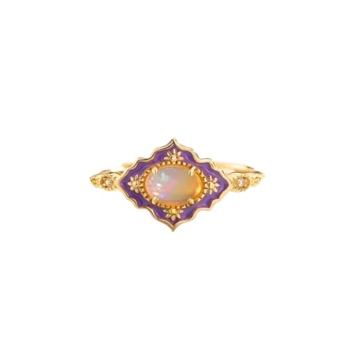 PVUVTNAHW 925 Sterling Silber Natürlicher Opal Ringe Lila Emaille Vergoldet Verlobungsring Verstellbar Edler Schmuck for Frauen PVUVTNAHW 925 Sterling Silber Natürlicher Opal Ringe Lila Emaille Vergoldet Verlobungsring Verstellbar Edler Schmuck for Frauen von PVUVTNAHW