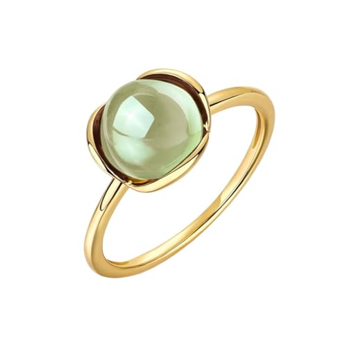 PVUVTNAHW 925 Sterling Silber Natürlicher Roter Granat Topas Prehnit Rosenquarz Ring for Frauen Vergoldeter Schmuck(Rose Quartz-6) von PVUVTNAHW