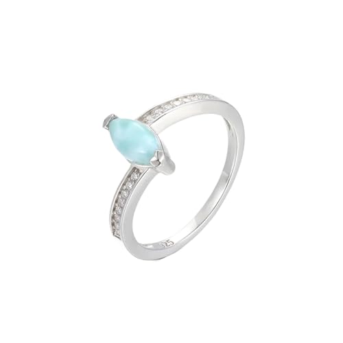 PVUVTNAHW 925 Sterling Silber Naturstein Larimar Vorschlag Ring Frauen Design Weibliche Hochzeit Schmuck(8) von PVUVTNAHW