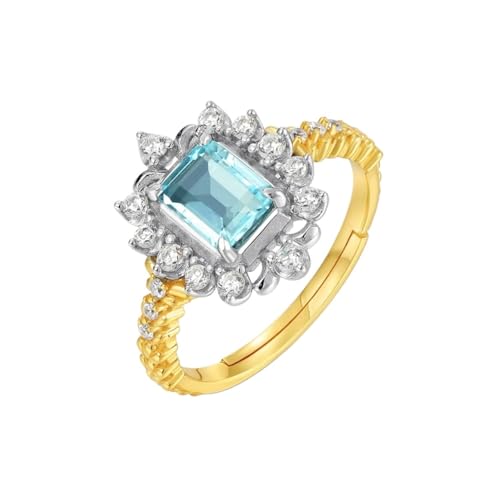 PVUVTNAHW 925 Sterling Silber Offene Ringe for Frauen Natürlicher Himmelblauer Topas Vergoldeter PVUVTNAHW 925 Sterling Silber Offene Ringe for Frauen Natürlicher Himmelblauer Topas Vergoldeter von PVUVTNAHW