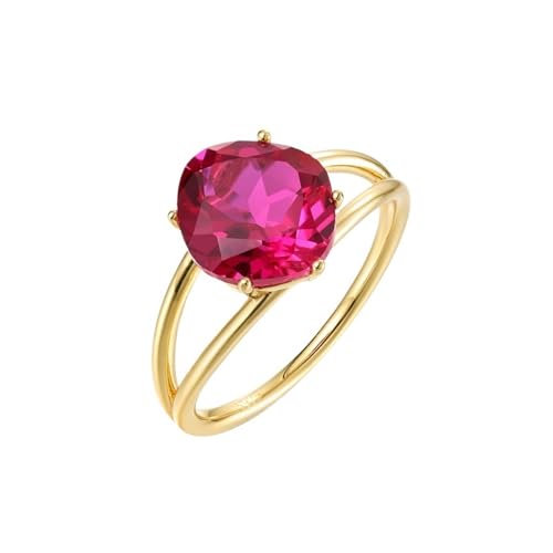 PVUVTNAHW 925 Sterling Silber Ringe for Frauen Rot Korund Edelstein Vergoldet Schmuck(7) von PVUVTNAHW