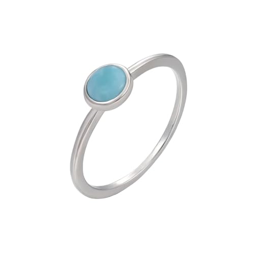 PVUVTNAHW 925 Sterling Silber Runde Natürliche Edelsteine ​​Larimar Ring for Frauen Geometrie Design Weiblichen Schmuck(8) von PVUVTNAHW