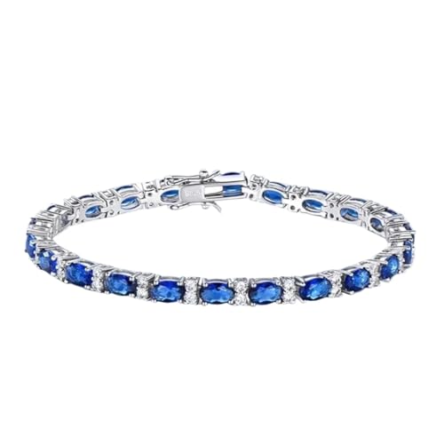 PVUVTNAHW 925 Sterling Silber Saphir Armband for Frauen Elegante Glanz Edelstein Solide Armreif Hochzeit Partei Schmuck von PVUVTNAHW