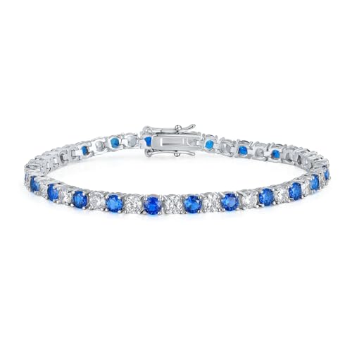 PVUVTNAHW 925 Sterling Silber Tennis Armband Saphir Edelstein Blau Stein Armreif for Frauen Engagement Schmuck von PVUVTNAHW