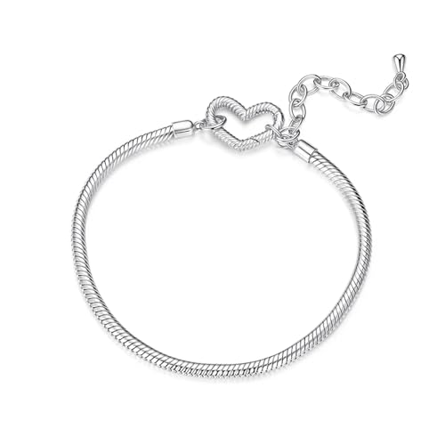 PVUVTNAHW Einstellbare 925 Sterling Silber Herz Armband Basis Schlange Kette for Frauen Fit Perlen Charms DIY PVUVTNAHW Einstellbare 925 Sterling Silber Herz Armband Basis Schlange Kette for Frauen Fit Perlen Charms DIY von PVUVTNAHW