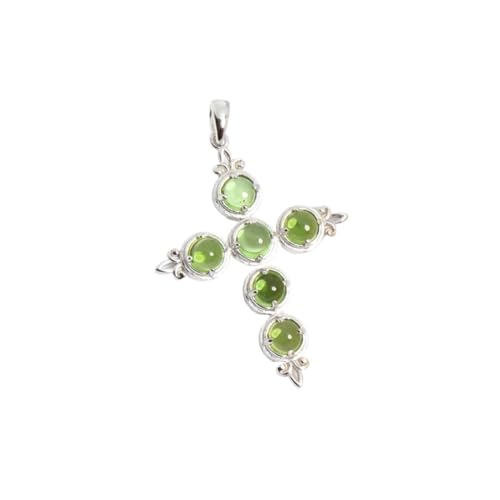 PVUVTNAHW Elegante klassische Kreuzform Design natürliche Edelsteine ​​Anhänger Halskette mehrere Edelsteine ​​Farben Silber Schmuck(Peridot pendant) von PVUVTNAHW