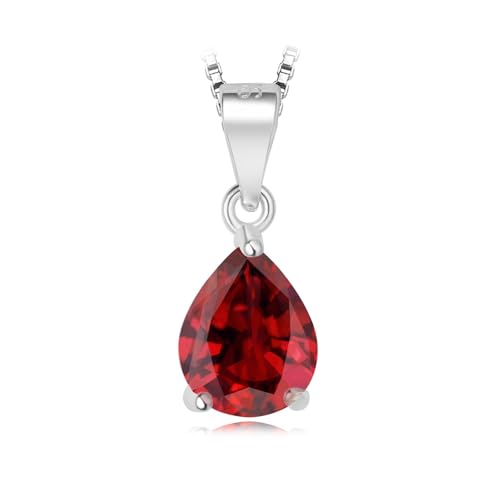 PVUVTNAHW Halskette mit birnenförmigem 2 Karat Topas, Citrin, Granat und Amethyst-Anhänger, ohne Kette, 925er Sterlingsilber for Damen(Natural Garnet) von PVUVTNAHW