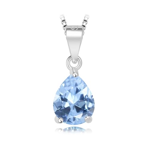 PVUVTNAHW Halskette mit birnenförmigem 2 Karat Topas, Citrin, Granat und Amethyst-Anhänger, ohne Kette, 925er Sterlingsilber for Damen(Sky Blue Topaz) von PVUVTNAHW