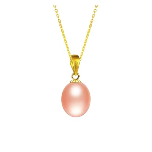 PVUVTNAHW Halskettenanhänger aus 18 Karat Gold mit natürlichem Süßwasserperlenanhänger, edler Schmuck mit Geschenkbox for Frauen(Pink s925 chain) von PVUVTNAHW