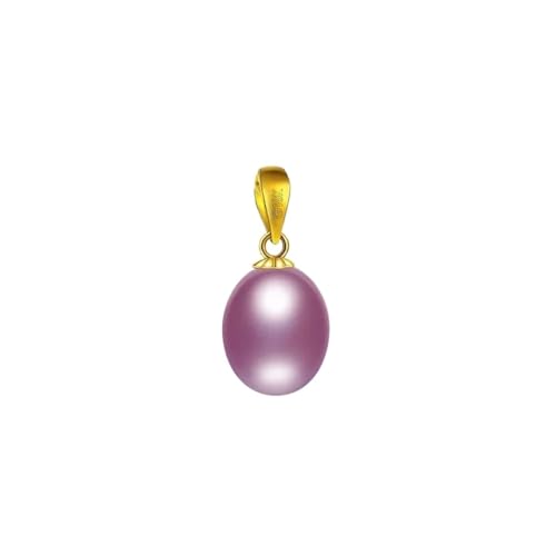 PVUVTNAHW Halskettenanhänger aus 18 Karat Gold mit natürlichem Süßwasserperlenanhänger, edler Schmuck mit Geschenkbox for Frauen(Purple no chain) von PVUVTNAHW
