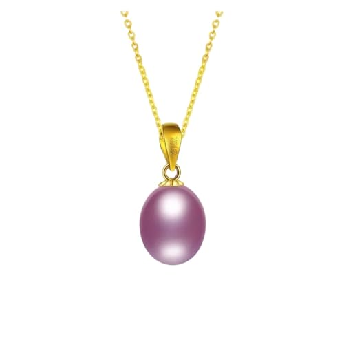 PVUVTNAHW Halskettenanhänger aus 18 Karat Gold mit natürlichem Süßwasserperlenanhänger, edler Schmuck mit Geschenkbox for Frauen(Purple s925 chain) von PVUVTNAHW