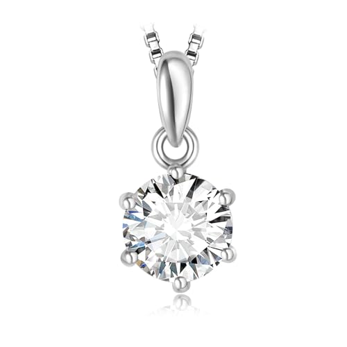 PVUVTNAHW Moissanit D Farbe 0,5 ct 1 ct 2 ct Rundschliff 925 Sterling Silber Anhänger Halskette Keine Kette for Damen(1.0ct) von PVUVTNAHW