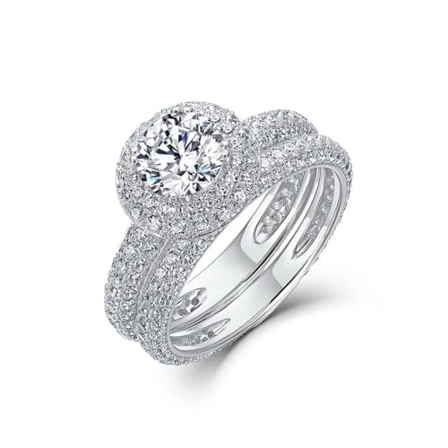 PVUVTNAHW Moissanite Band Ring Labor Diamant Ringe frauen Hochzeit Schmuck Vergoldet S925 Silber(6) von PVUVTNAHW