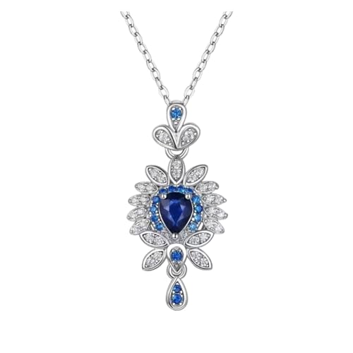 PVUVTNAHW Natürliche Saphir Edelstein Halskette S925 Silber Frauen Edlen Schmuck for Dame Feier Party Tragen von PVUVTNAHW