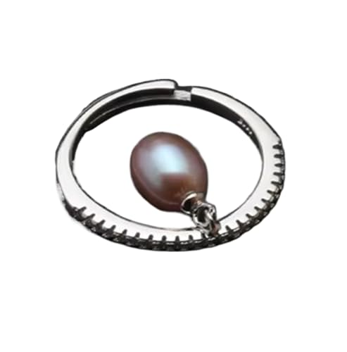 PVUVTNAHW Natürlicher Süßwasserperlenring 925 Sterling Silber Einstellbar for Frauen Mutter Ehefrau Jahrestag(Purple) von PVUVTNAHW