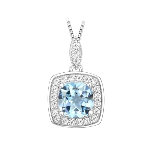 PVUVTNAHW Natürliches Kissen 1,23 ct Himmelblau Topas Anhänger Halskette Keine Kette 925 Sterling Silber for Frauen Täglich PVUVTNAHW Natürliches Kissen 1,23 ct Himmelblau Topas Anhänger Halskette Keine Kette 925 Sterling Silber for Frauen Täglich von PVUVTNAHW