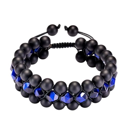 PVUVTNAHW Naturstein Perlen Armbänder Matt Schwarz Onyx Armband 8mm Heilendes Tigerauge Blau Kristall Perlen Armbänder 3 Schichten Armband von PVUVTNAHW