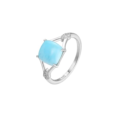 PVUVTNAHW Neu Natürliche Edelstein Ringe Larimar Ringe 925 Sterling Silber Mode Feine Zirkon(6) von PVUVTNAHW