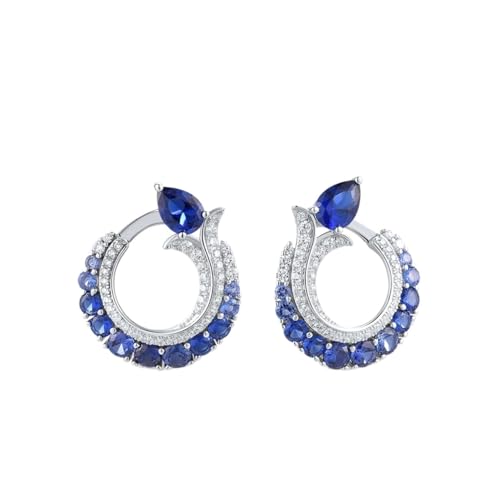 PVUVTNAHW Ohrringe aus 925er Sterlingsilber mit funkelnden weißen CZ Ohrringe in blauer Spinell für Frauen von PVUVTNAHW