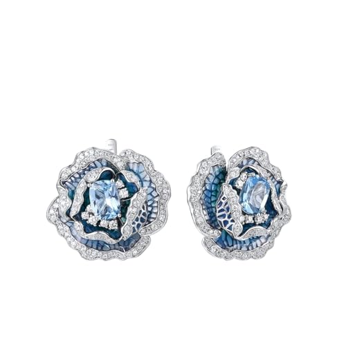 PVUVTNAHW Ohrringe in 925er Sterlingsilber mit blauem Spinell und weißem CZ, elegantem Partyschmuck für Frauen PVUVTNAHW Ohrringe in 925er Sterlingsilber mit blauem Spinell und weißem CZ, elegantem Partyschmuck für Frauen von PVUVTNAHW