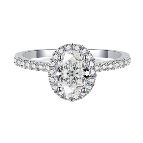PVUVTNAHW Oval Moissanite Ewige Ring Frauen 1-2 Karat Labor Diamant Ringe Schmuck S925 Silber(3.0ct 8x10MM,6) von PVUVTNAHW