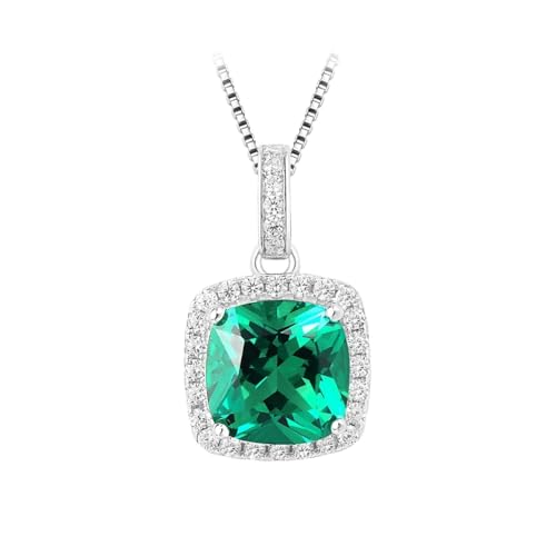 PVUVTNAHW Quadratische simulierte Nano-Smaragd-Halskette mit Anhänger aus 925er Sterlingsilber for Frauen, Schmuck ohne Kette PVUVTNAHW Quadratische simulierte Nano-Smaragd-Halskette mit Anhänger aus 925er Sterlingsilber for Frauen, Schmuck ohne Kette von PVUVTNAHW