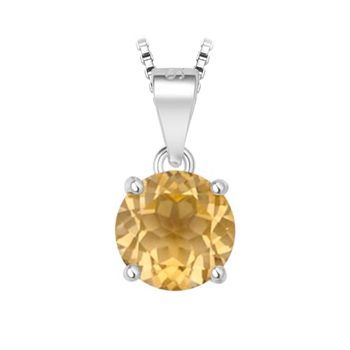 PVUVTNAHW Runde natürliche 2,32 ct Amethyst Citrin Himmel blau Topas Granat Anhänger Halskette keine Kette S925 for Frauen(Natural Citrine) von PVUVTNAHW