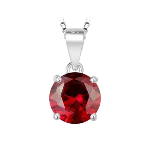 PVUVTNAHW Runde natürliche 2,32 ct Amethyst Citrin Himmel blau Topas Granat Anhänger Halskette keine Kette S925 for Frauen(Natural Garnet) von PVUVTNAHW
