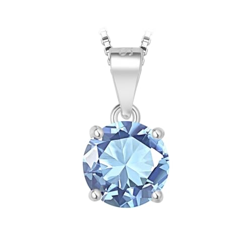 PVUVTNAHW Runde natürliche 2,32 ct Amethyst Citrin Himmel blau Topas Granat Anhänger Halskette keine Kette S925 for Frauen(Sky Blue Topaz) von PVUVTNAHW