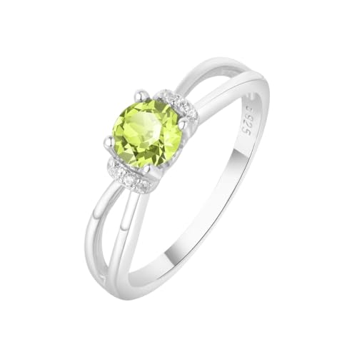 PVUVTNAHW Runder Peridot 925 Sterling Silber Solitärring for Damen Edelstein Eleganter Schmuck(7) von PVUVTNAHW