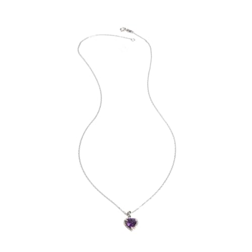 PVUVTNAHW S925 Silber Herzform Afrikanischer Amethyst Edelstein Anhänger Halskette Edlen Schmuck for Dame von PVUVTNAHW