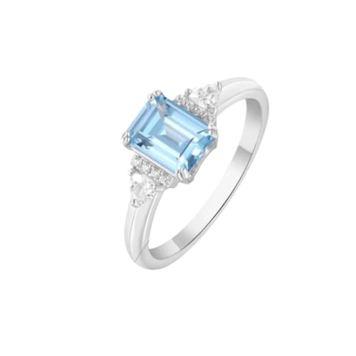 PVUVTNAHW Sky Blue Topas Smaragd Cutring Ringe for Frauen 925 Sterling Silber Schmuck Elegante(8) von PVUVTNAHW