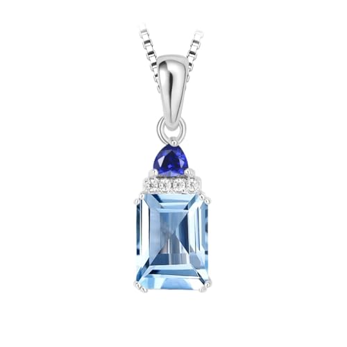 PVUVTNAHW Smaragdschliff Himmelblauer Topas Saphir 925 Sterling Silber Anhänger ohne Kette for Damen PVUVTNAHW Smaragdschliff Himmelblauer Topas Saphir 925 Sterling Silber Anhänger ohne Kette for Damen von PVUVTNAHW