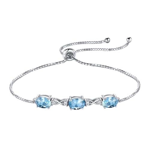 PVUVTNAHW Solide 925 Sterling Silber Armbänder Armreifen for Frauen Natürliche Sky Blue von PVUVTNAHW