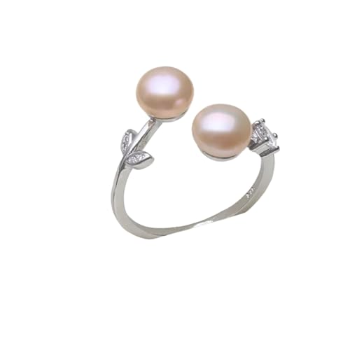 PVUVTNAHW Süßwasser Natürlicher Verstellbarer Perlenring Mini Kleiner 925 Silberring for Mutter Ehefrau Geburtstag(Pink) von PVUVTNAHW