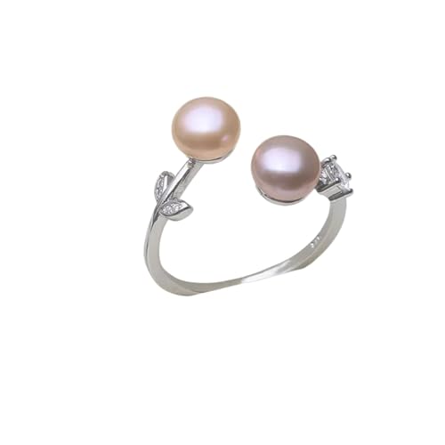 PVUVTNAHW Süßwasser Natürlicher Verstellbarer Perlenring Mini Kleiner 925 Silberring for Mutter Ehefrau Geburtstag(Pink purple) von PVUVTNAHW